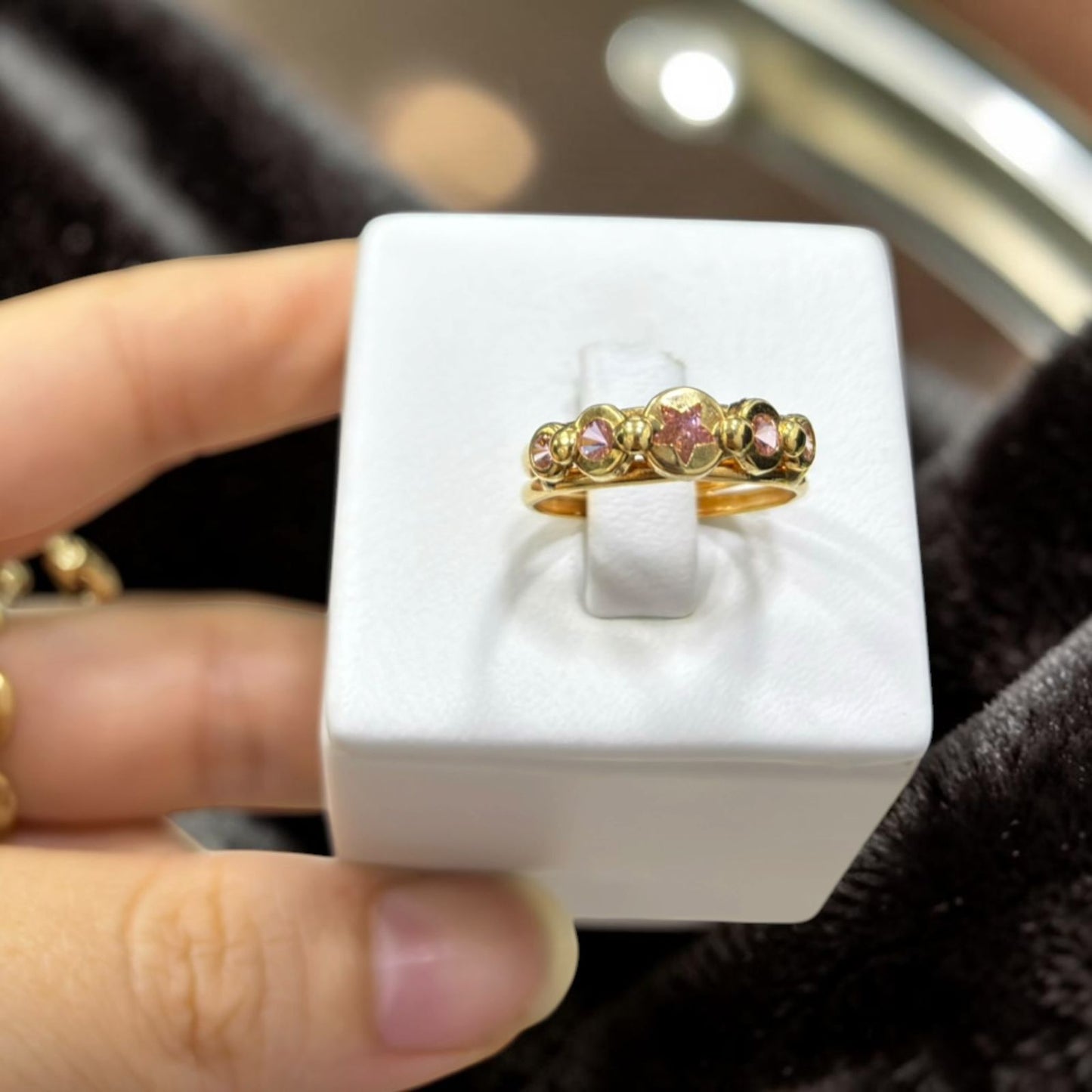ANILLO ESTRELLA PIEDRA ROSA