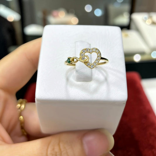 ANILLO CORAZON PIEDRAS BLANCAS